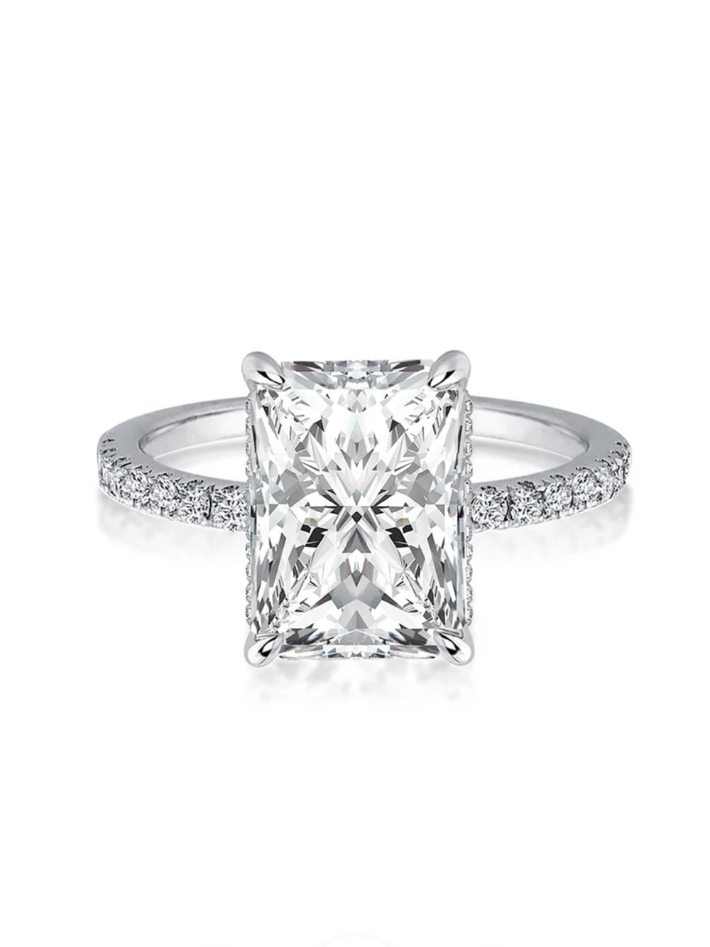 Rodiffy Moissanite Radiant Cut Engagement Ring S925 Silver NWT Size 5.5